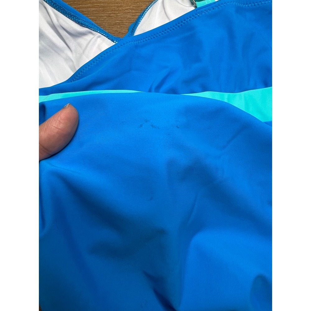 BMJL Womens High Waisted Bikini Set Blue Turquoise Colorblock Wrap Top Size M - Picture 4 of 4